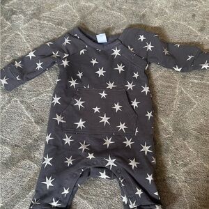 Nordstrom Gray and White Starry Footies One Piece